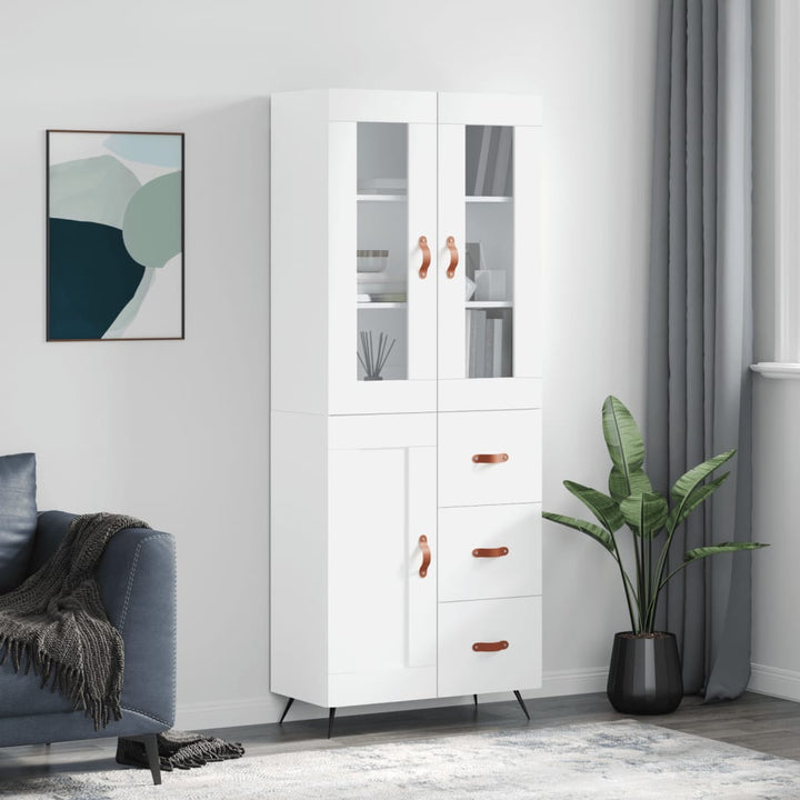 højskab 69,5x34x180 cm konstrueret træ hvid