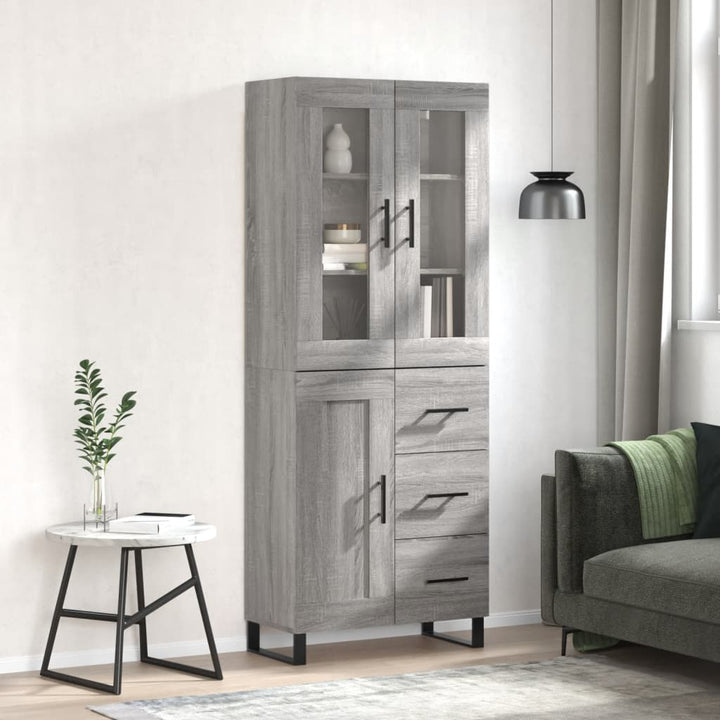 højskab 69,5x34x180 cm konstrueret træ grå sonoma-eg