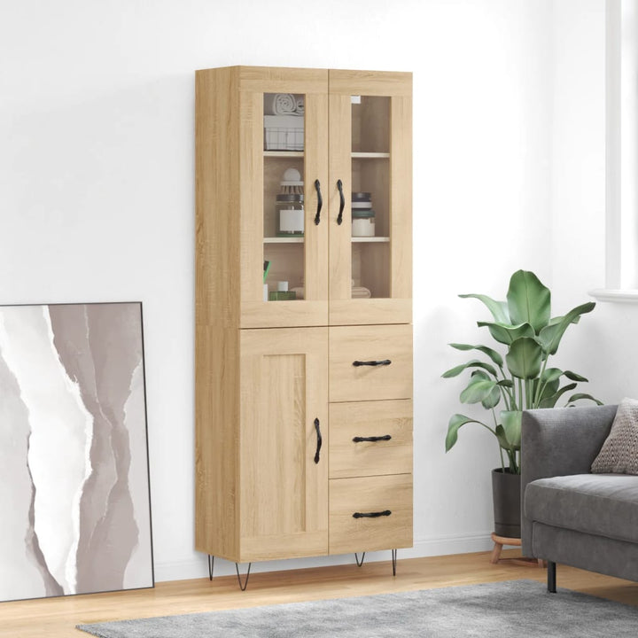 højskab 69,5x34x180 cm konstrueret træ sonoma-eg