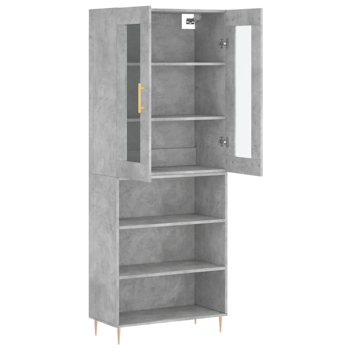 højskab 69,5x34x180 cm konstrueret træ betongrå