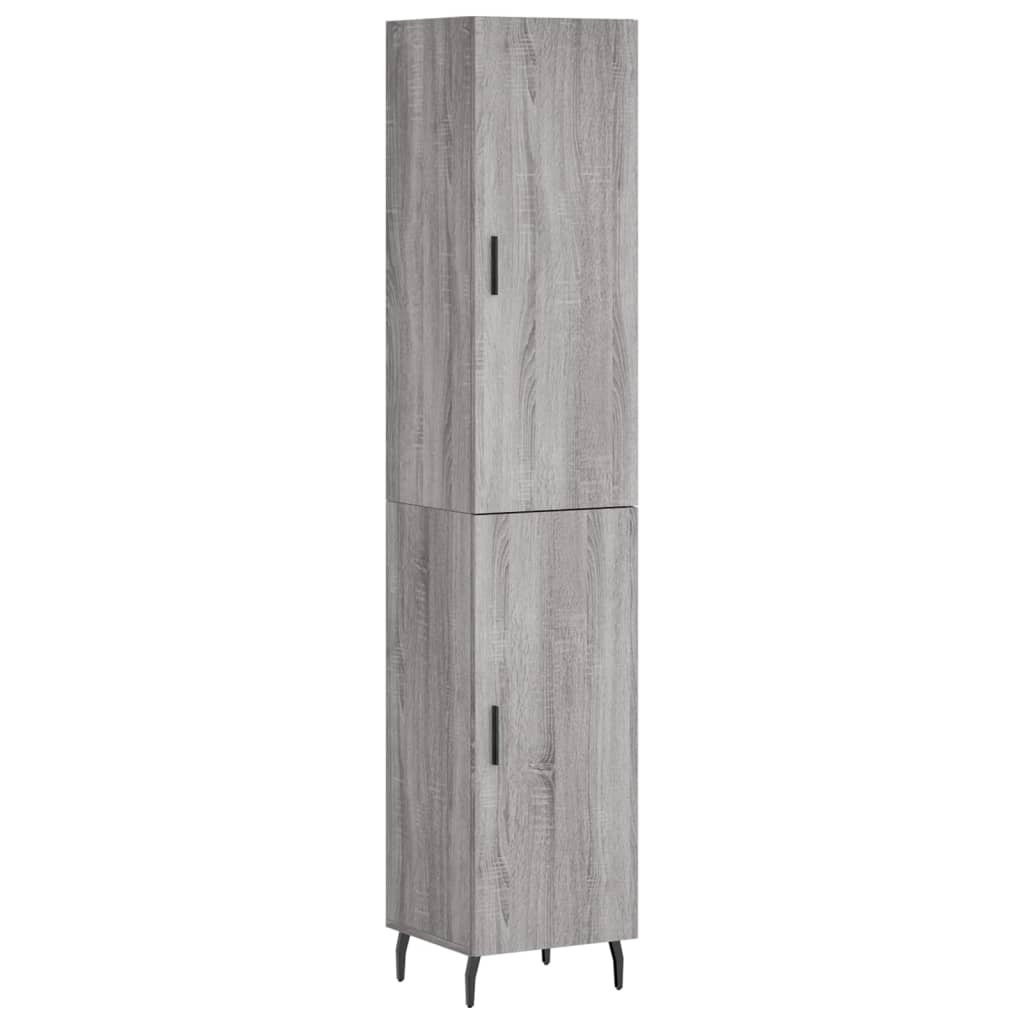 højskab 34,5x34x180 cm konstrueret træ grå sonoma-eg