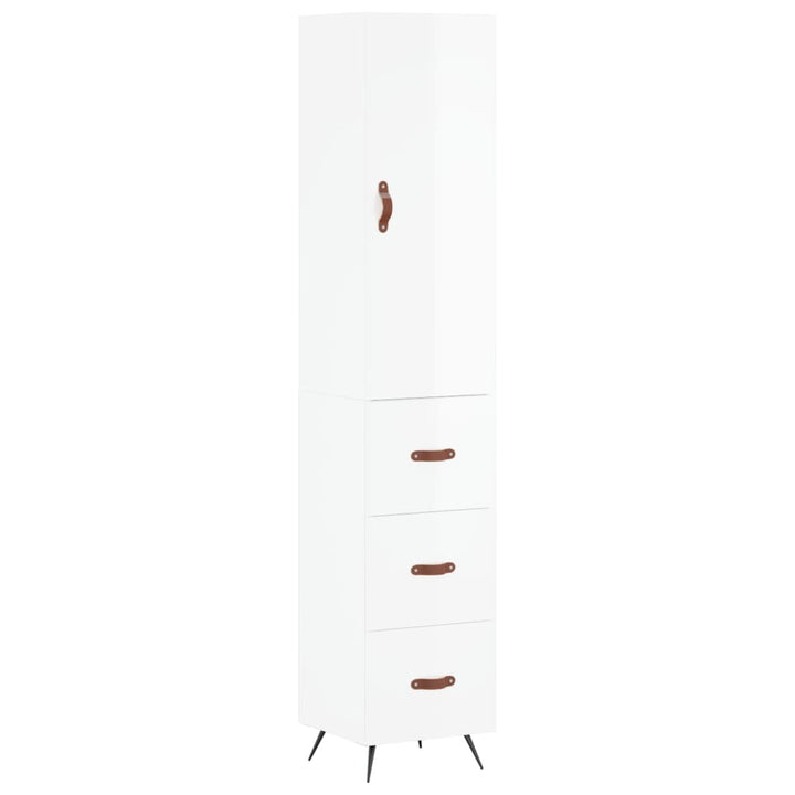 skab 34,5x34x180 cm konstrueret træ hvid højglans