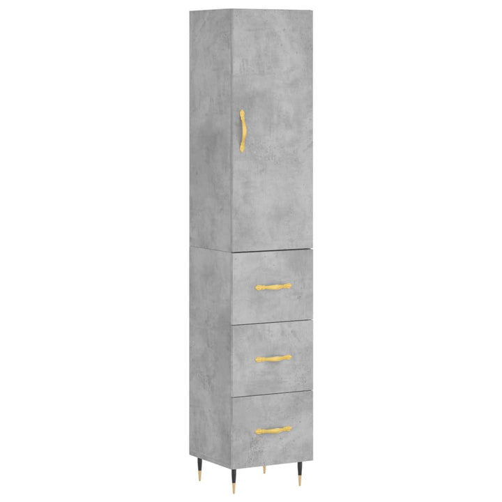skab 34,5x34x180 cm konstrueret træ betongrå