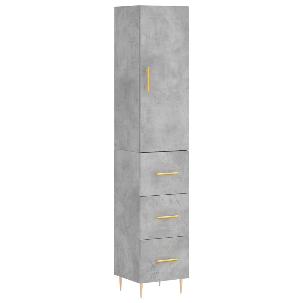 skab 34,5x34x180 cm konstrueret træ betongrå