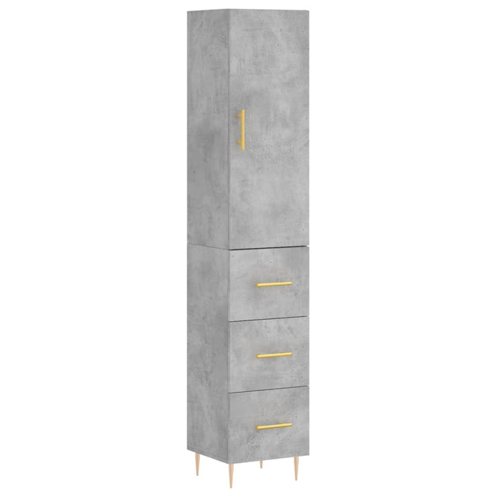 skab 34,5x34x180 cm konstrueret træ betongrå