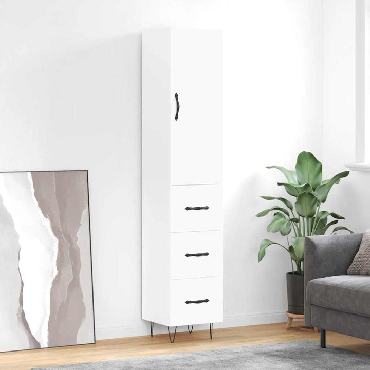 skab 34,5x34x180 cm konstrueret træ hvid