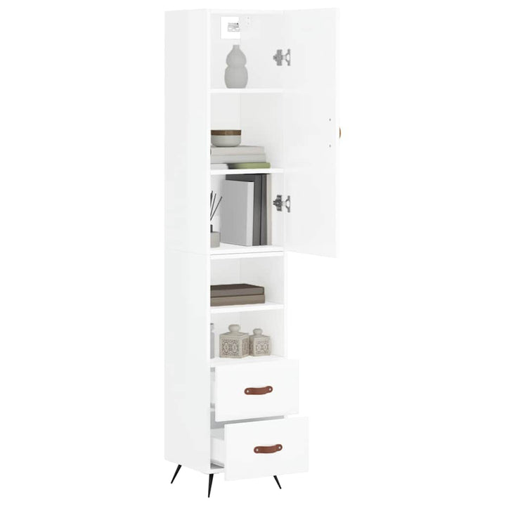skab 34,5x34x180 cm konstrueret træ hvid højglans