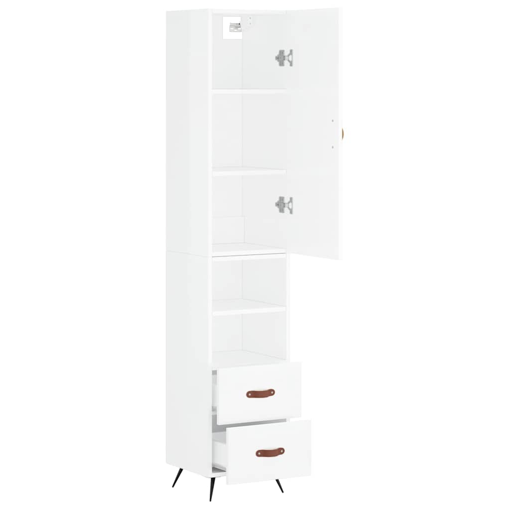 skab 34,5x34x180 cm konstrueret træ hvid højglans