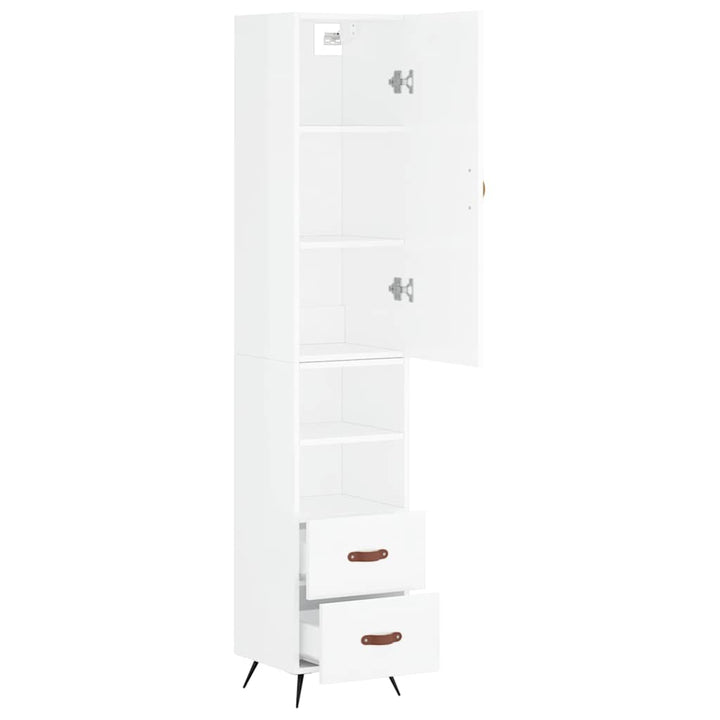 skab 34,5x34x180 cm konstrueret træ hvid højglans