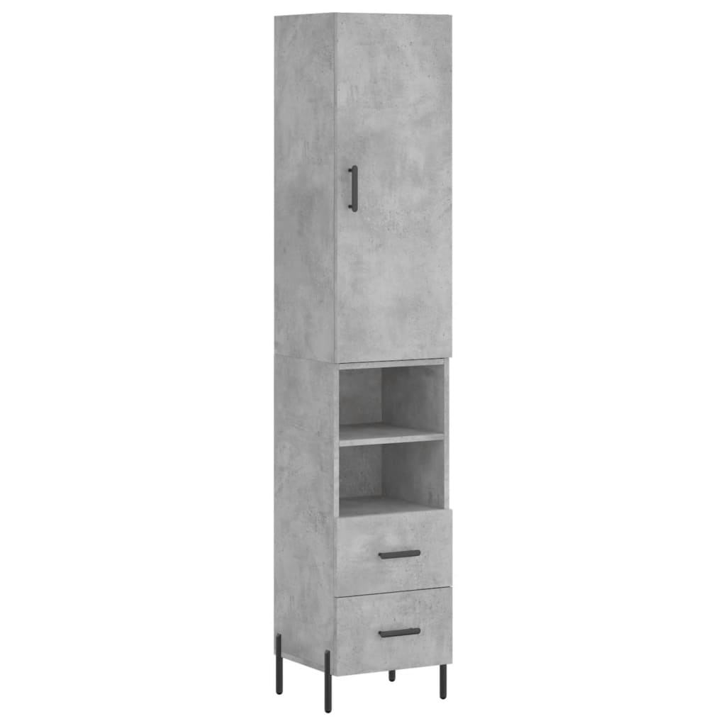 skab 34,5x34x180 cm konstrueret træ betongrå