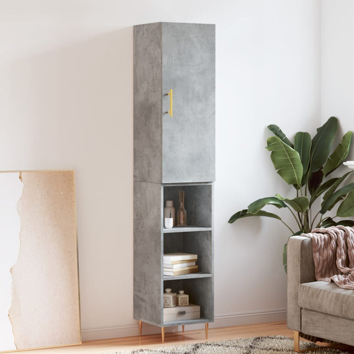 skab 34,5x34x180 cm konstrueret træ betongrå