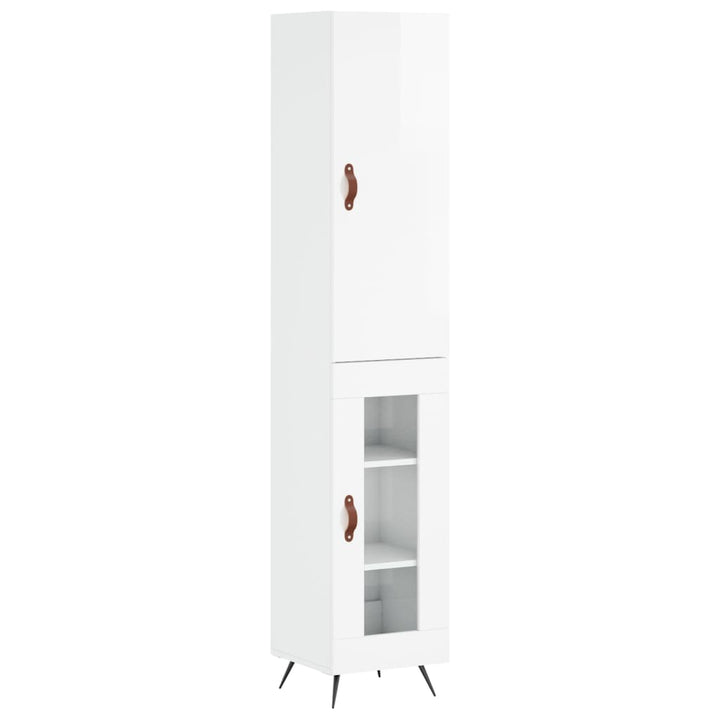 skab 34,5x34x180 cm konstrueret træ hvid højglans