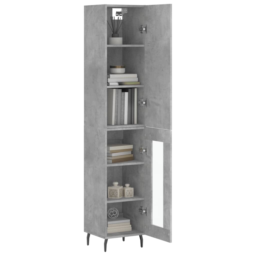 skab 34,5x34x180 cm konstrueret træ betongrå
