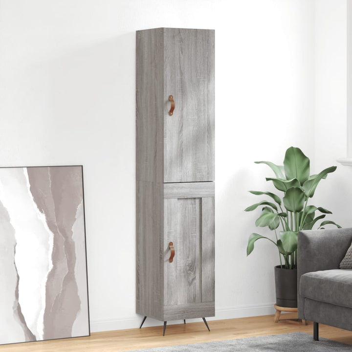 højskab 34,5x34x180 cm konstrueret træ grå sonoma-eg