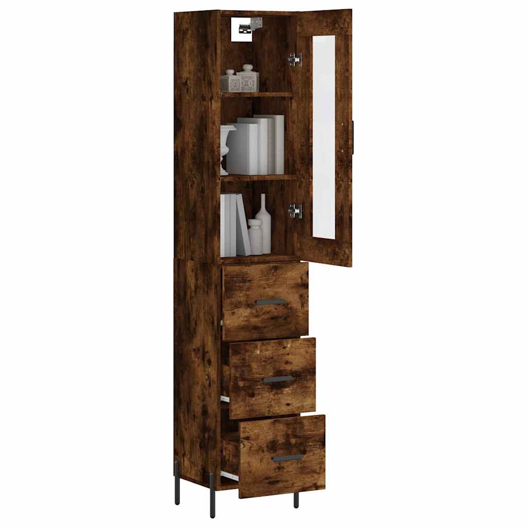 skab 34,5x34x180 cm konstrueret træ røget egetræ
