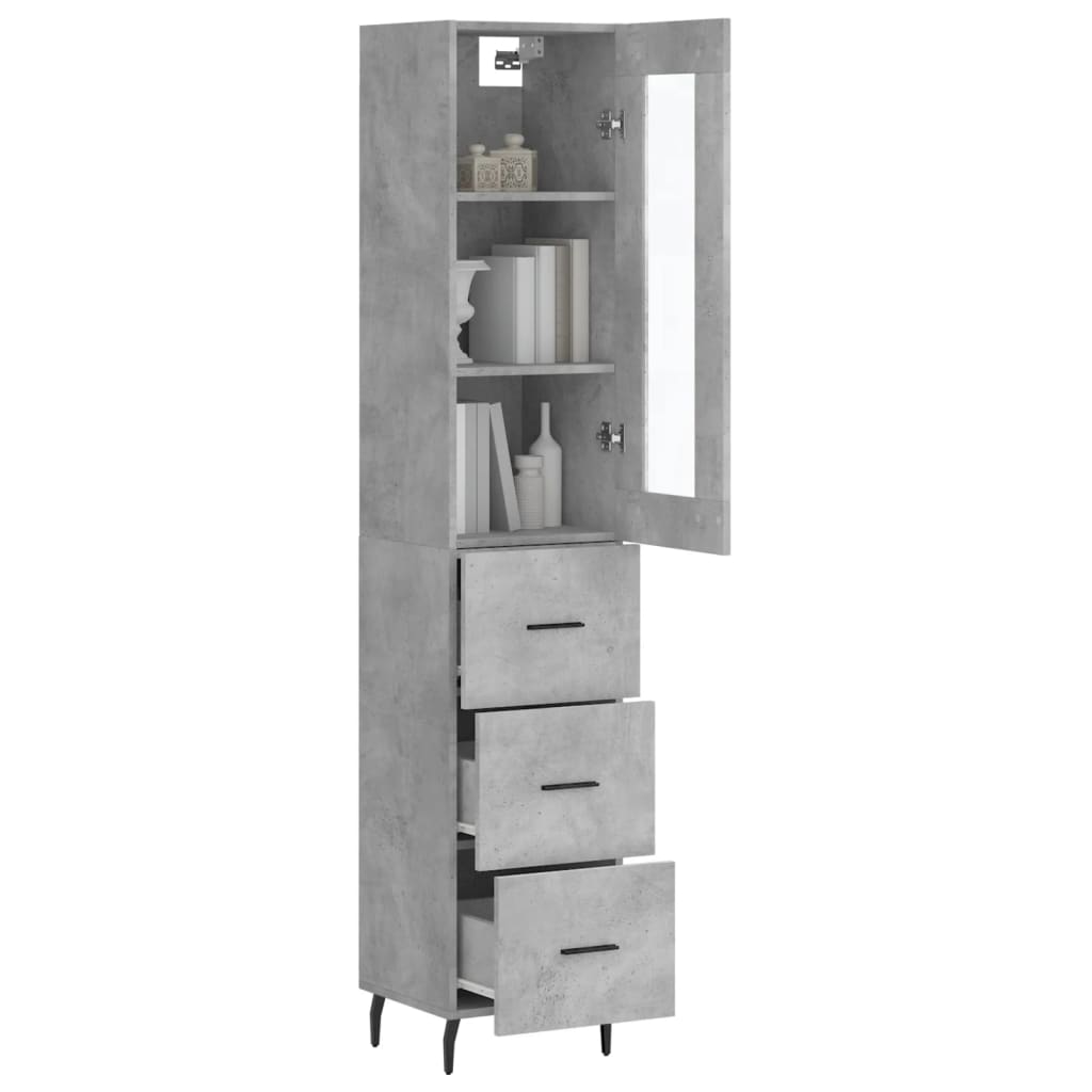 skab 34,5x34x180 cm konstrueret træ betongrå