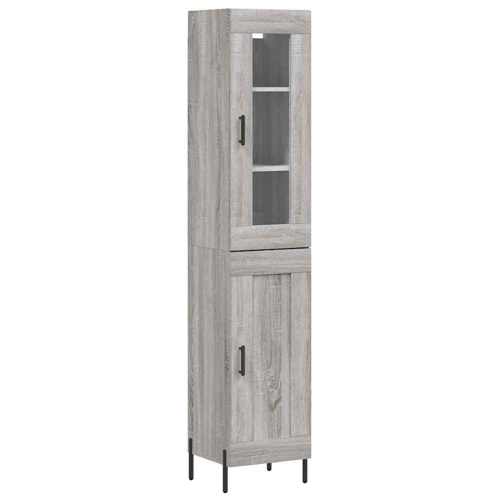 højskab 34,5x34x180 cm konstrueret træ grå sonoma-eg