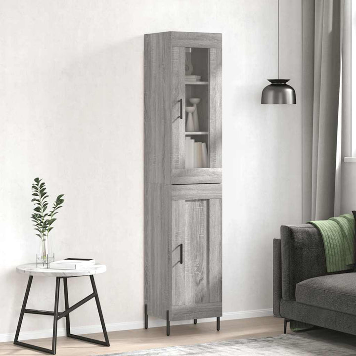 højskab 34,5x34x180 cm konstrueret træ grå sonoma-eg