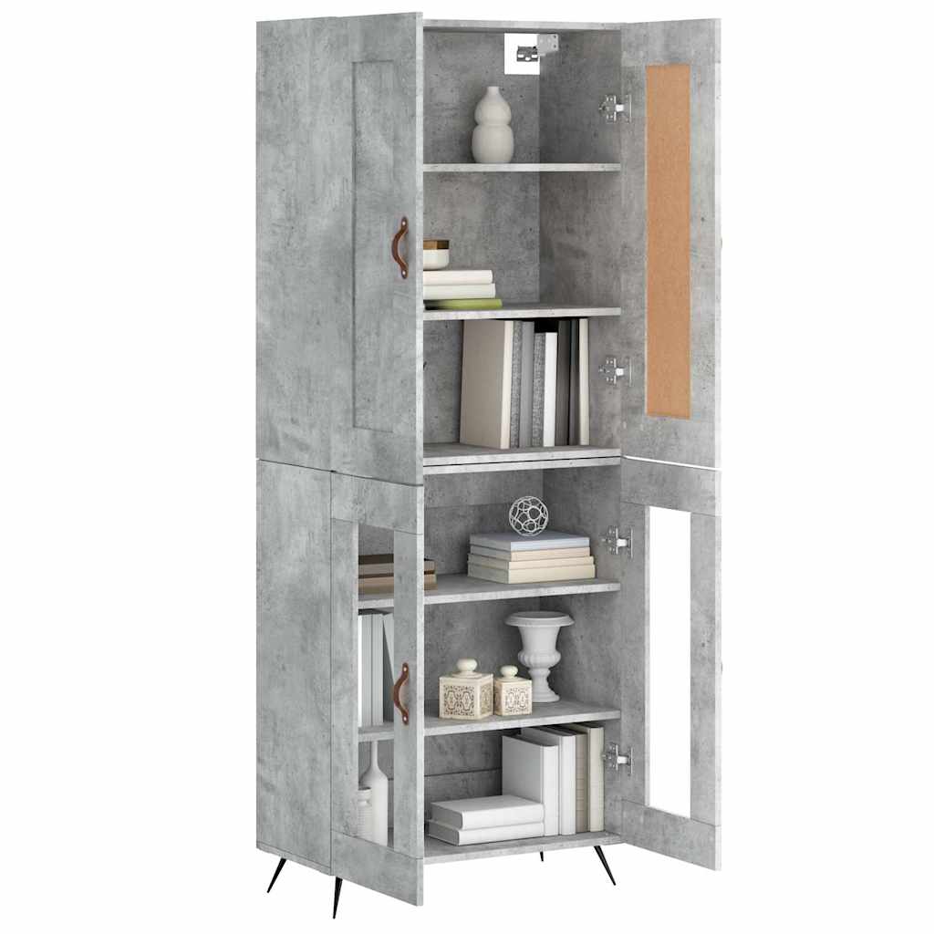 højskab 69,5x34x180 cm konstrueret træ betongrå