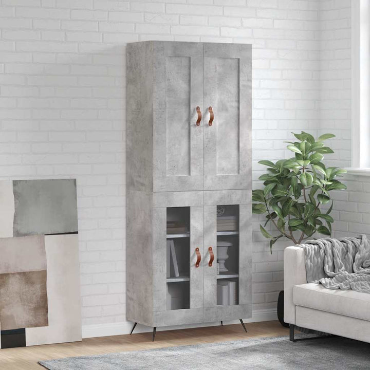 højskab 69,5x34x180 cm konstrueret træ betongrå