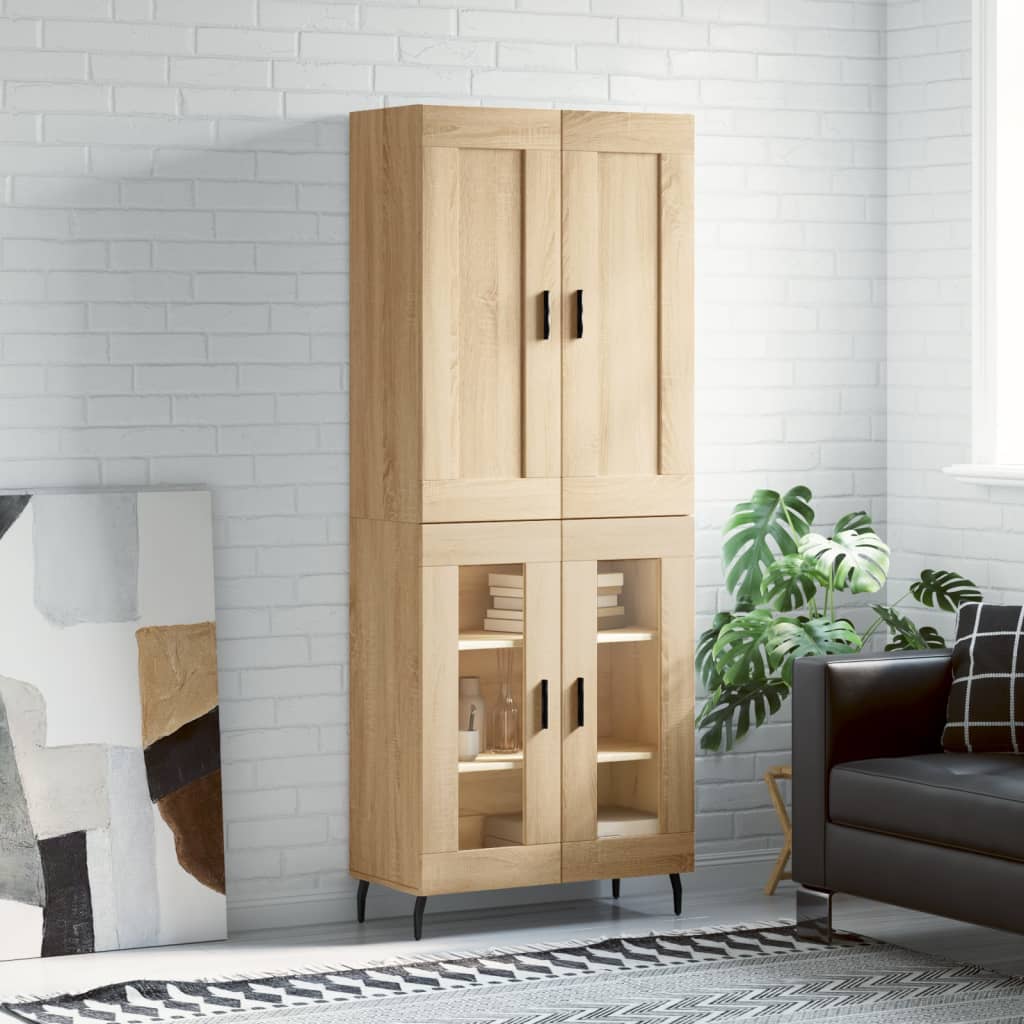 højskab 69,5x34x180 cm konstrueret træ sonoma-eg