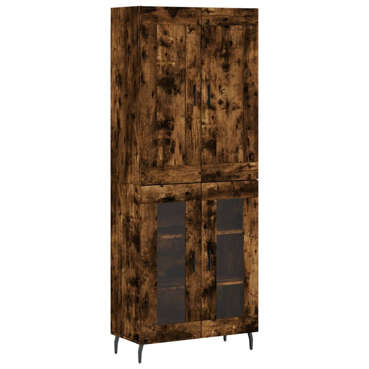 højskab 69,5x34x180 cm konstrueret træ røget egetræsfarve