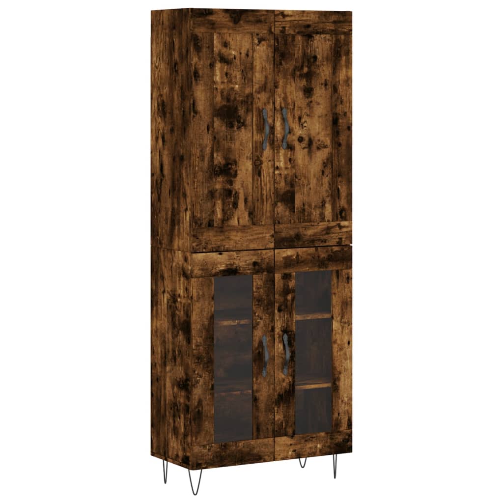 højskab 69,5x34x180 cm konstrueret træ røget egetræsfarve