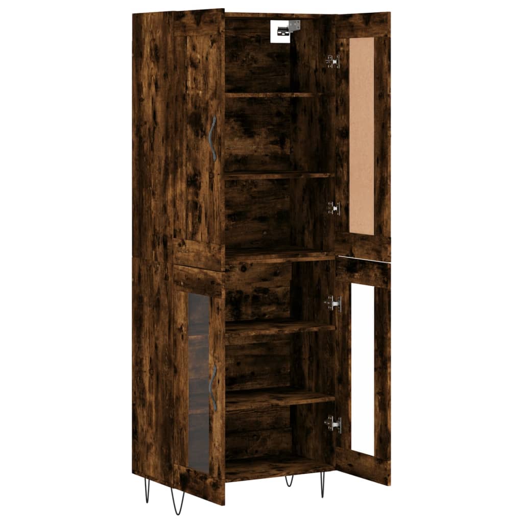 højskab 69,5x34x180 cm konstrueret træ røget egetræsfarve