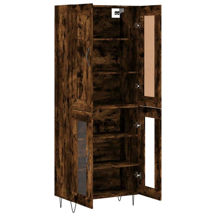 højskab 69,5x34x180 cm konstrueret træ røget egetræsfarve