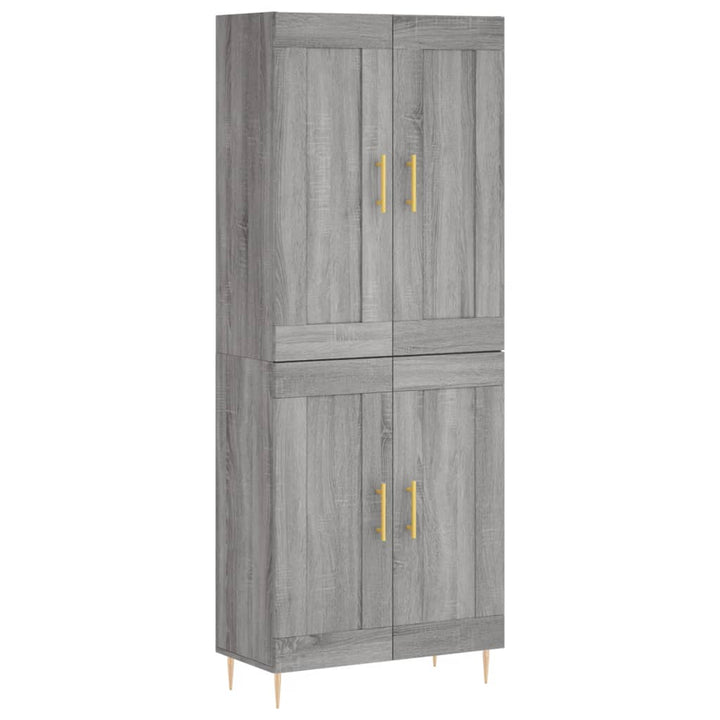 højskab 69,5x34x180 cm konstrueret træ grå sonoma-eg