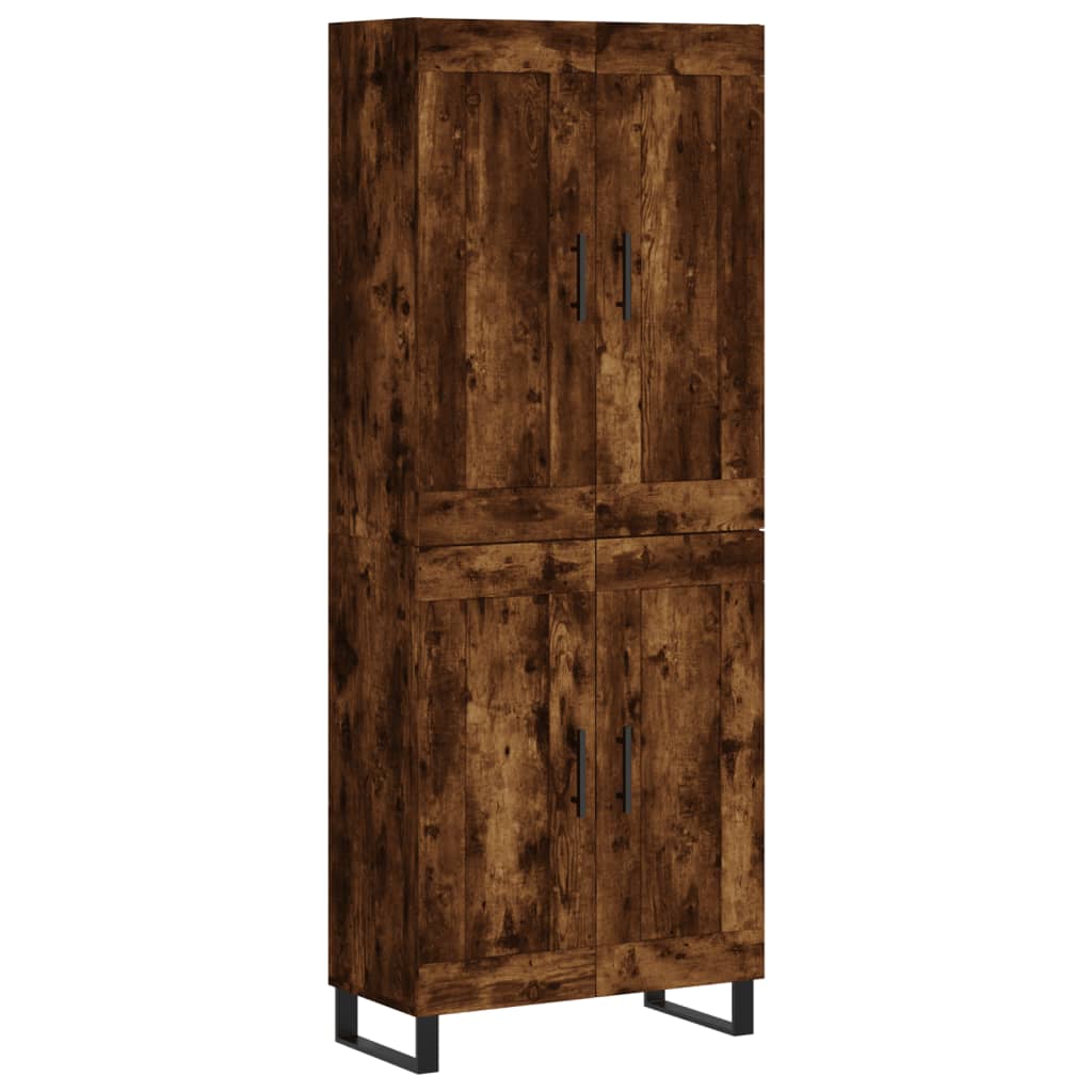 højskab 69,5x34x180 cm konstrueret træ røget egetræsfarve