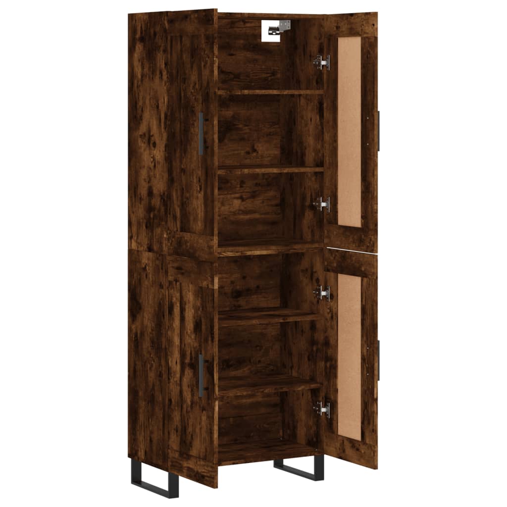 højskab 69,5x34x180 cm konstrueret træ røget egetræsfarve