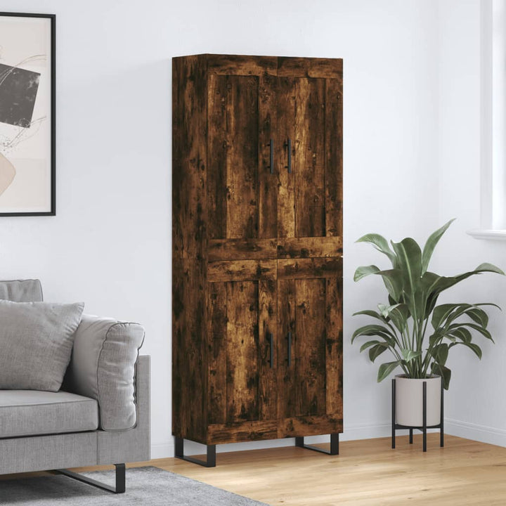 højskab 69,5x34x180 cm konstrueret træ røget egetræsfarve