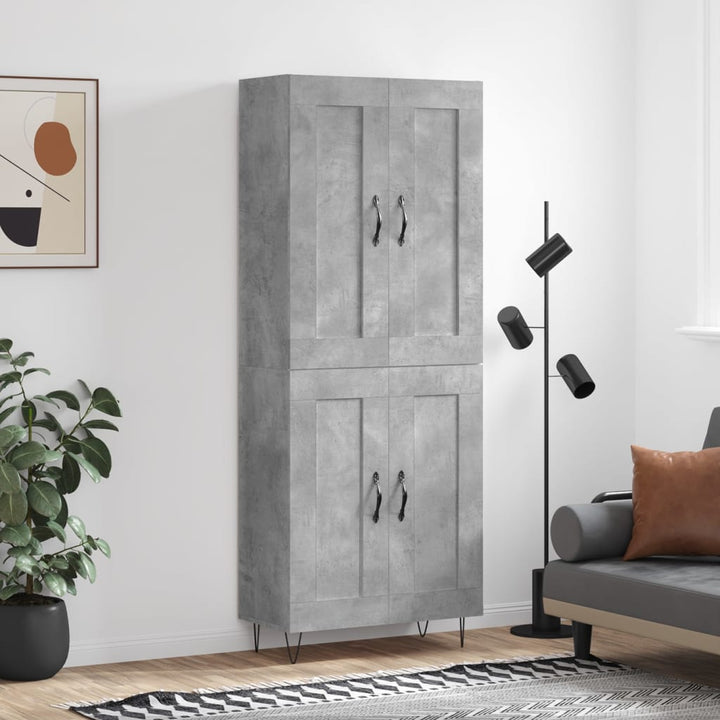 højskab 69,5x34x180 cm konstrueret træ betongrå