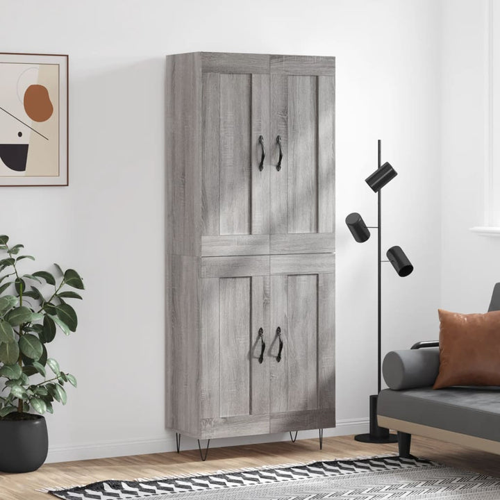 højskab 69,5x34x180 cm konstrueret træ grå sonoma-eg