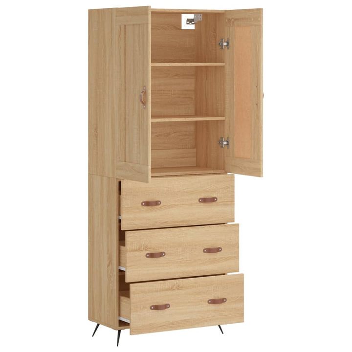 højskab 69,5x34x180 cm konstrueret træ sonoma-eg