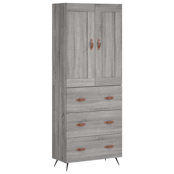 højskab 69,5x34x180 cm konstrueret træ grå sonoma-eg