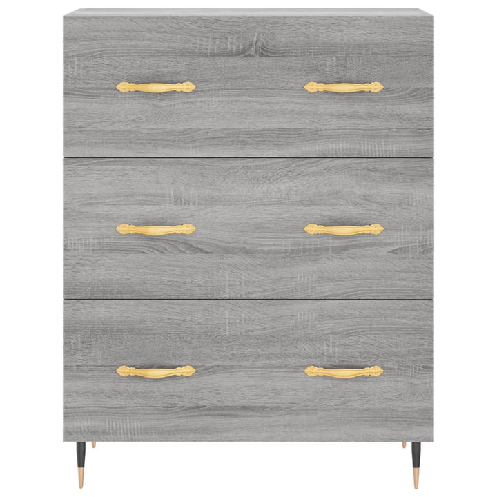 højskab 69,5x34x180 cm konstrueret træ grå sonoma-eg