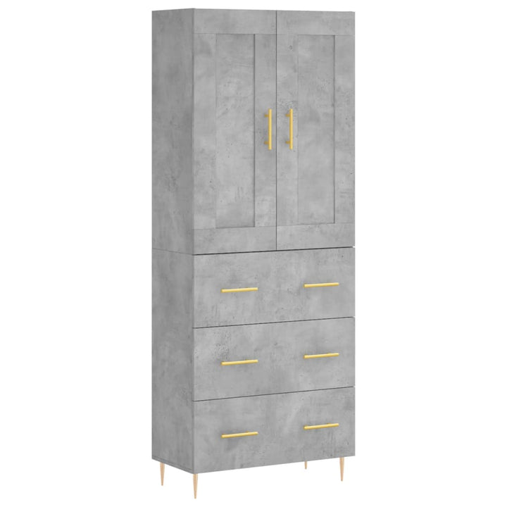 højskab 69,5x34x180 cm konstrueret træ betongrå