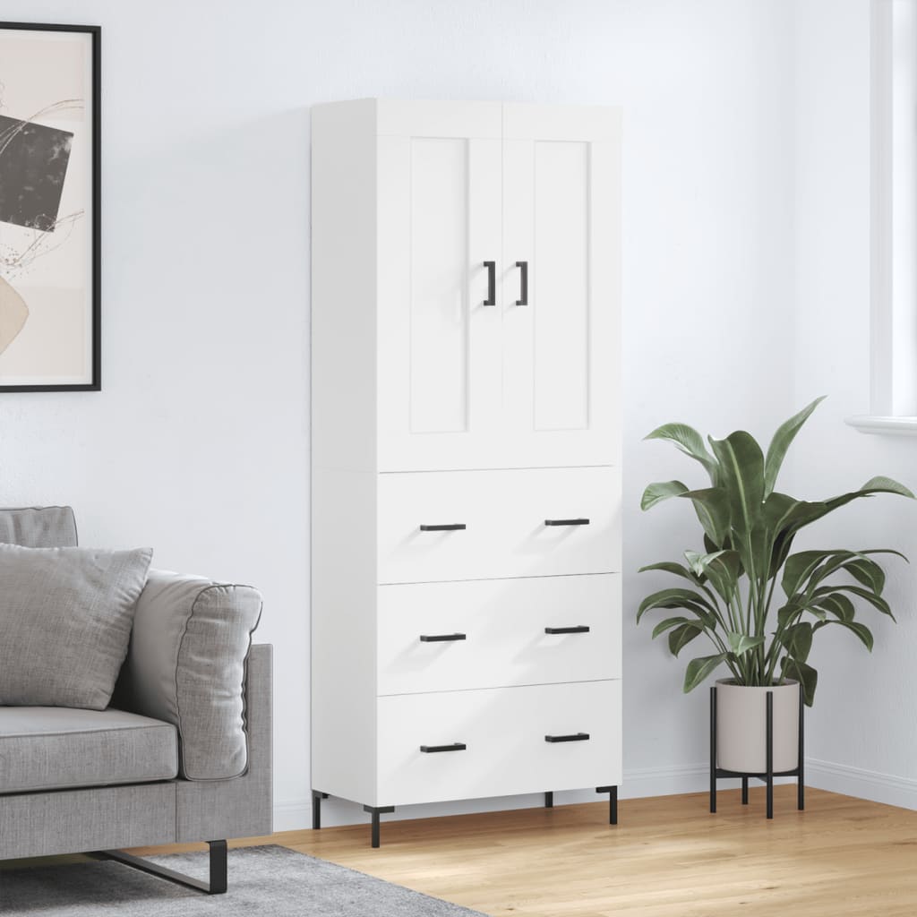 højskab 69,5x34x180 cm konstrueret træ hvid