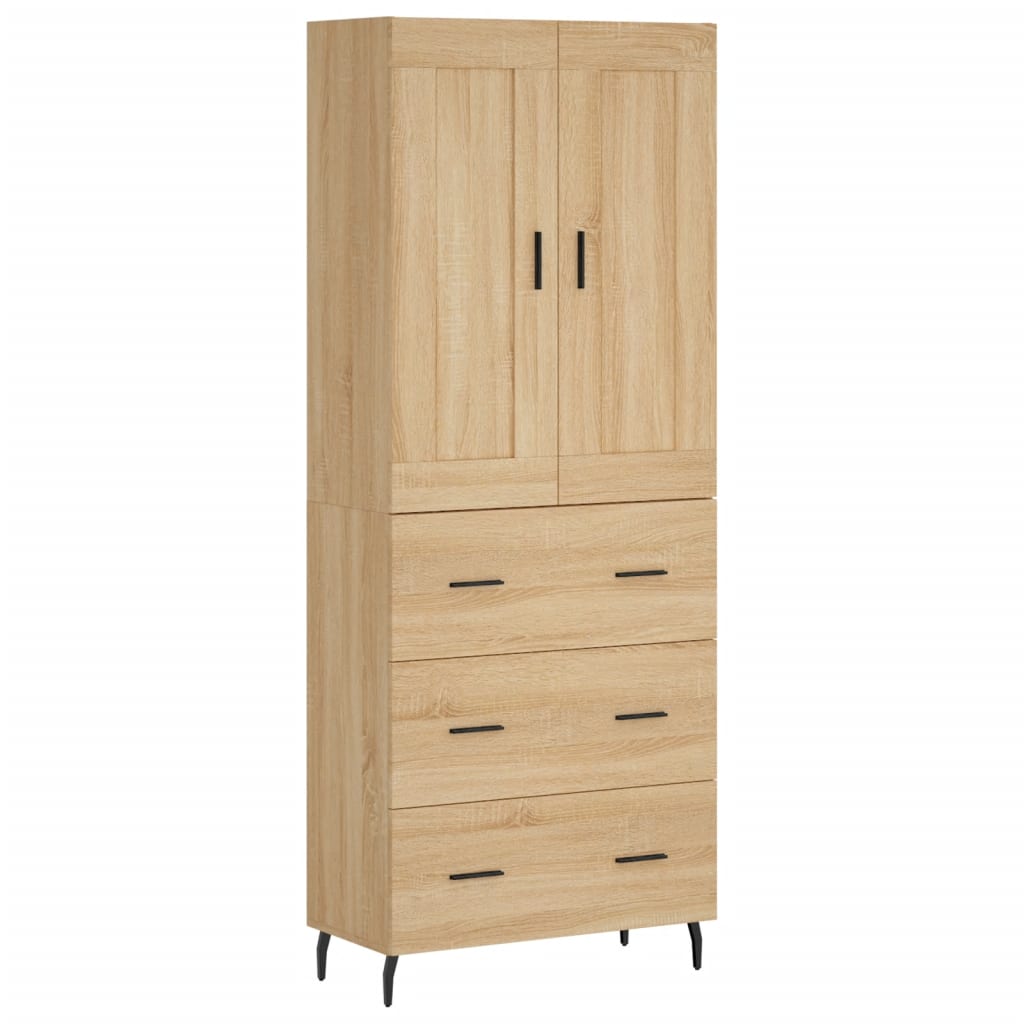højskab 69,5x34x180 cm konstrueret træ sonoma-eg