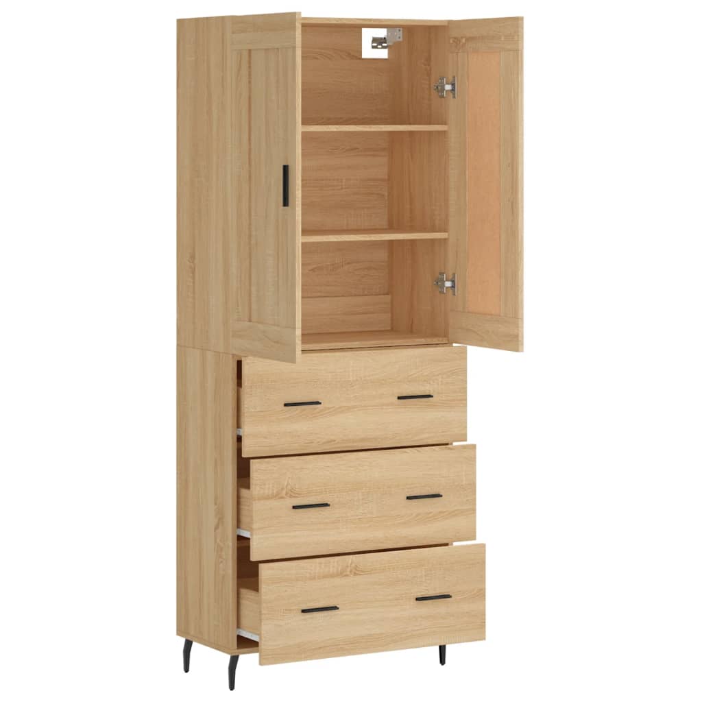 højskab 69,5x34x180 cm konstrueret træ sonoma-eg