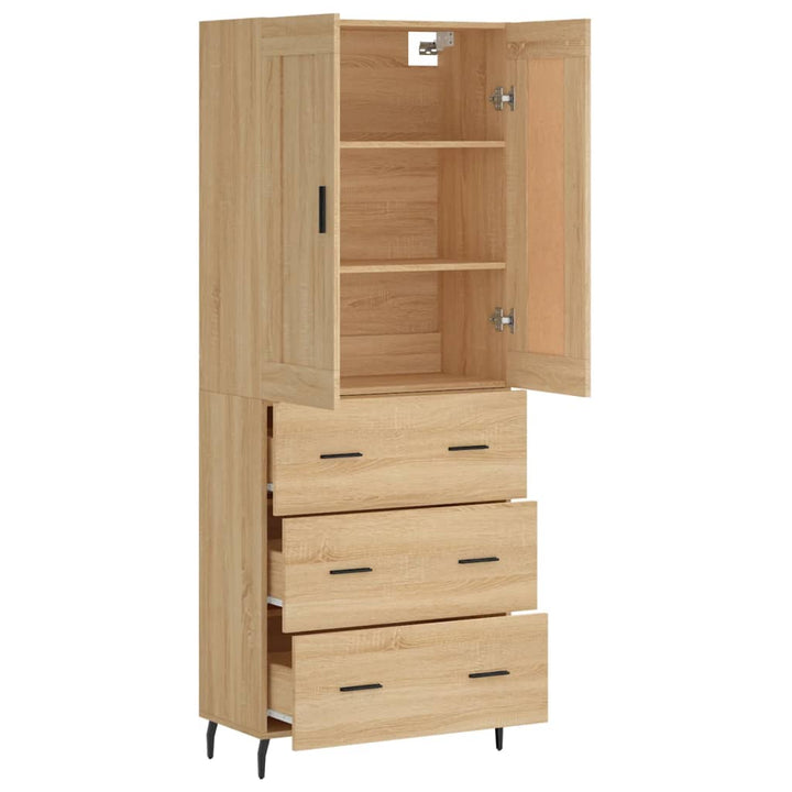 højskab 69,5x34x180 cm konstrueret træ sonoma-eg