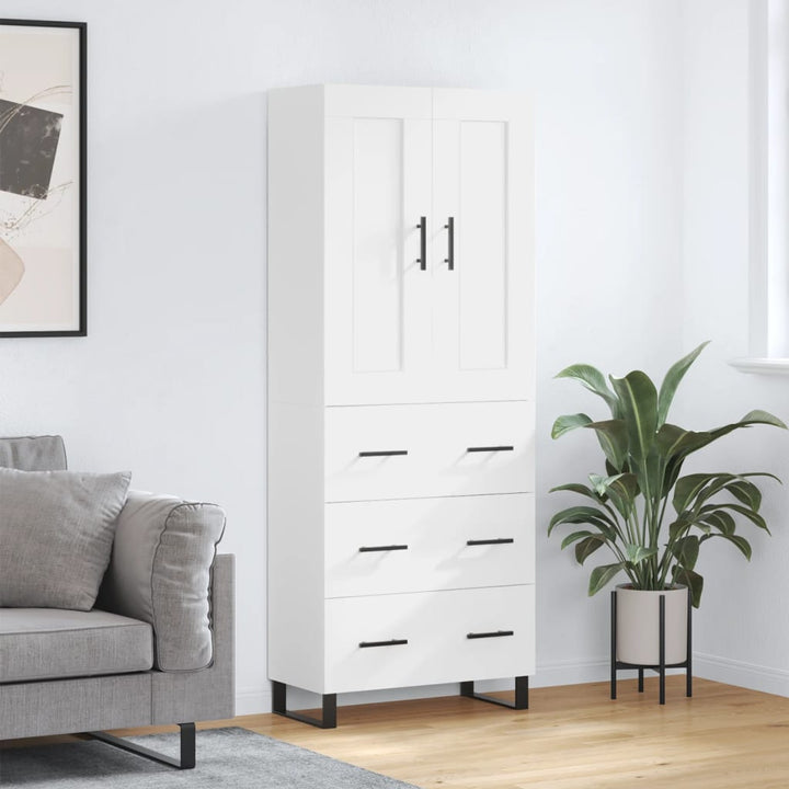 højskab 69,5x34x180 cm konstrueret træ hvid