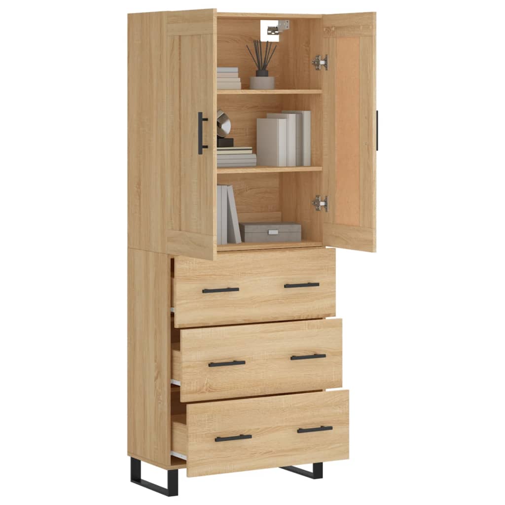 højskab 69,5x34x180 cm konstrueret træ sonoma-eg