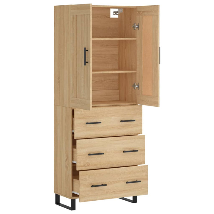 højskab 69,5x34x180 cm konstrueret træ sonoma-eg