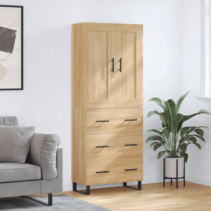 højskab 69,5x34x180 cm konstrueret træ sonoma-eg