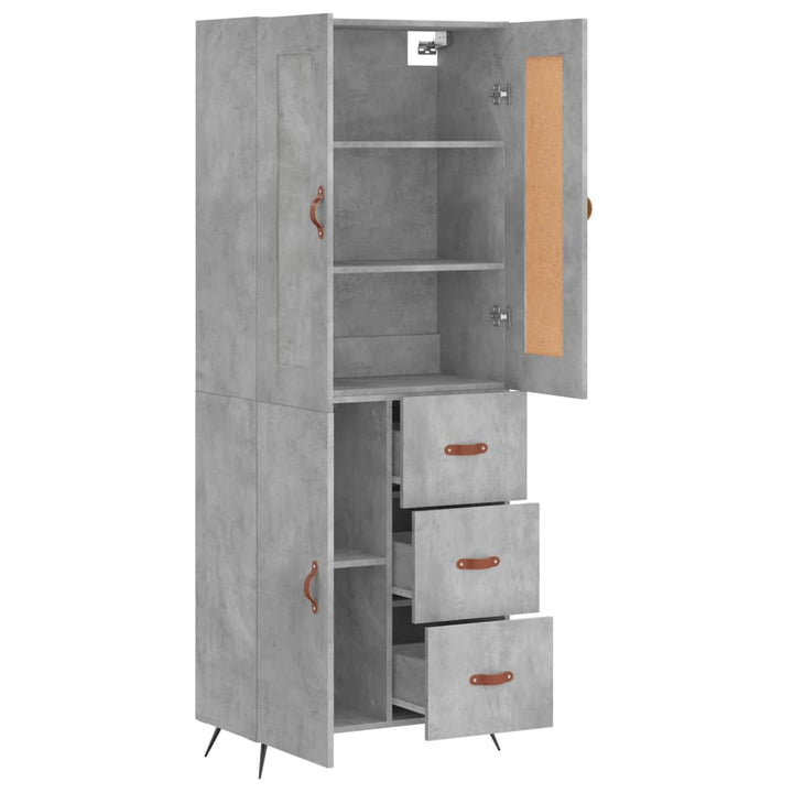 højskab 69,5x34x180 cm konstrueret træ betongrå