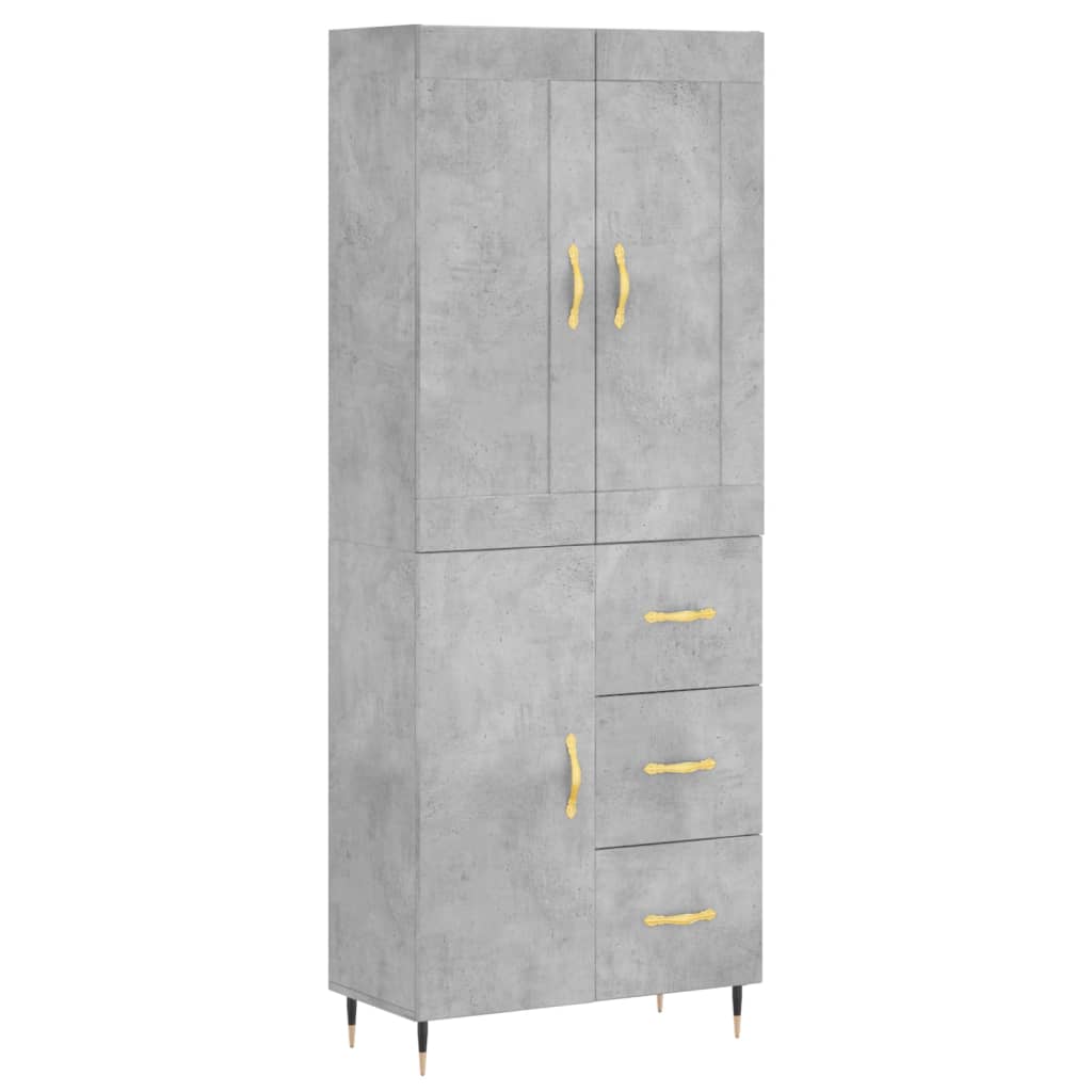 højskab 69,5x34x180 cm konstrueret træ betongrå