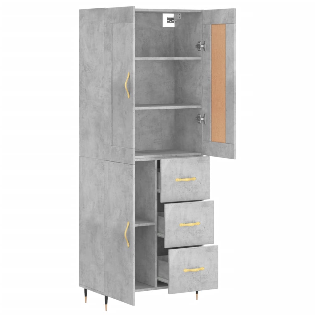 højskab 69,5x34x180 cm konstrueret træ betongrå